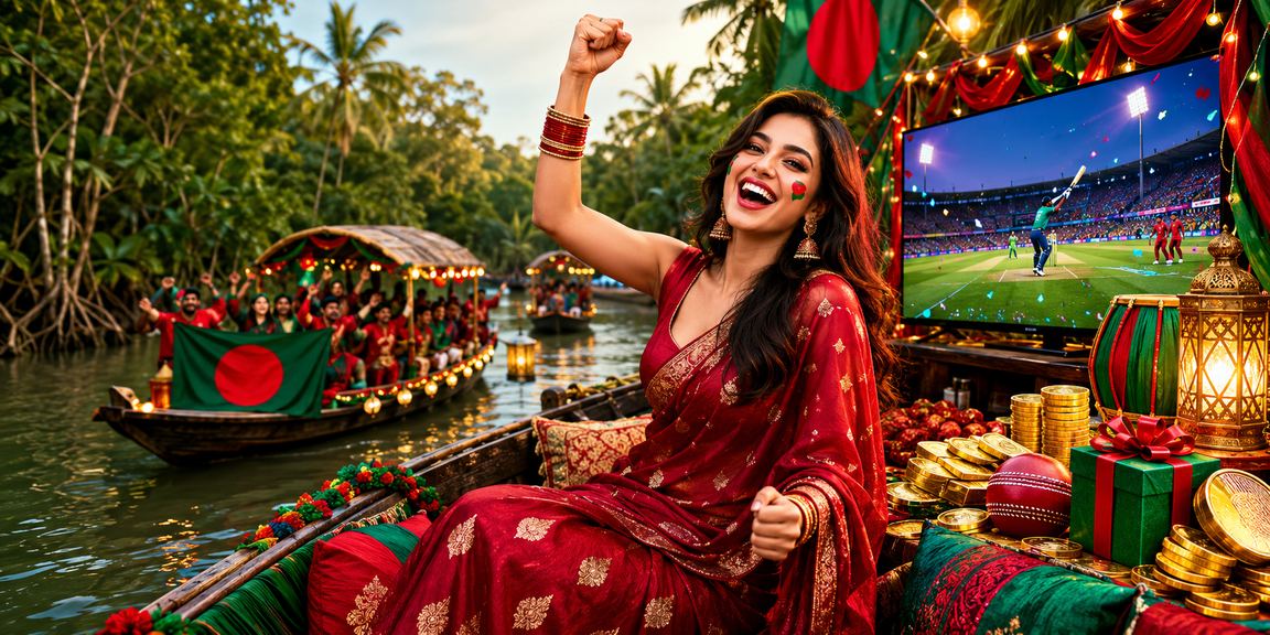 সুন্দরবন ক্রিকেট বেটিং দৃশ্য রাতে প্লেয়ারদের সাথে